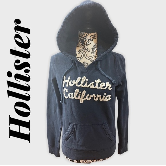 Hollister Navy Blue Pullover Hoodie - Picture 1 of 8